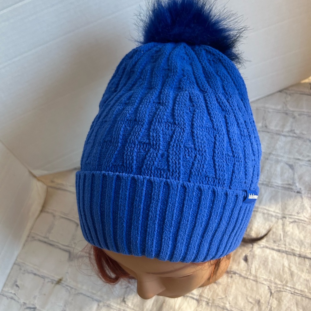 LULULEMON CABLE KNIT POM POM BLUE BEANIE WOMEN’S ONE SIZE - Picture 4 of 8